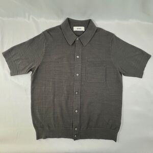 Buck Mason Short Sleeve Knit Button Shirt Mens Sz M Gray 100% Cotton Minimalist